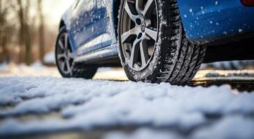 ai gerado inverno carro Cuidado para seu veículo e saúde carro pneu foto