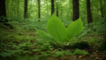 ai gerado investigar a Função do clorofila dentro a folhas do decíduo árvores e quão isto contribui para a hipnotizante verde matizes do a floresta. foto