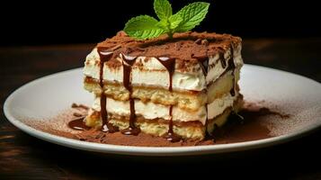 ai gerado sobremesa bolacha Tiramisu Comida foto