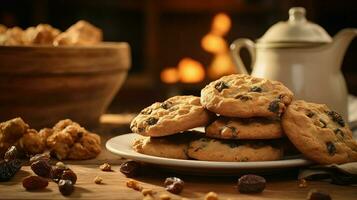 ai gerado chocolate fechar-se biscoitos Comida foto