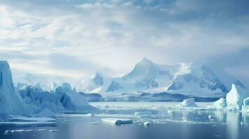 ai gerado neve pináculo icebergs panorama foto