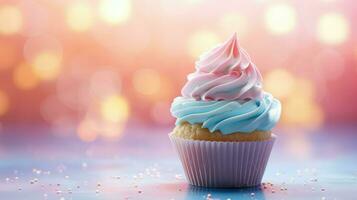 ai gerado doce confeitaria Bolinho Comida foto