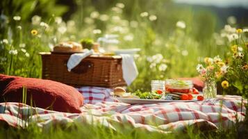 ai gerado lanches Prado piquenique Comida foto