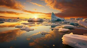 ai gerado congeladas tabular icebergs panorama foto