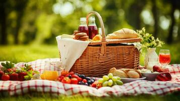 ai gerado relaxamento estilo de vida piquenique Comida foto