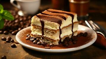 ai gerado doce sobremesa Tiramisu Comida foto