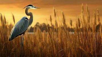 ai gerado aves aquáticas pradaria buraco pântano foto