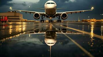 ai gerado voar avião aeroporto fundo foto