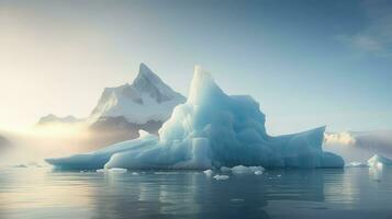 ai gerado oceano cúpula icebergs panorama foto