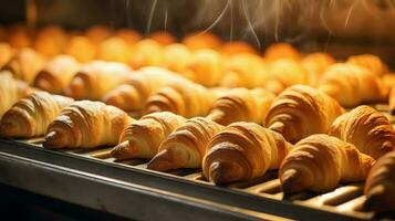 ai gerado café da manhã fundo croissan Comida foto