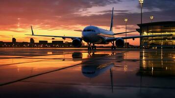 ai gerado viagem luz aeroporto fundo foto