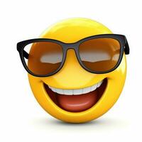 ai gerado sorridente emoji com oculos de sol isolado em branco fundo foto