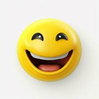 ai gerado sorridente amarelo emoticon face emoji isolado em branco fundo foto