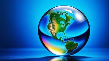 ai gerado global harmonia metade água globo para mundo água dia foto
