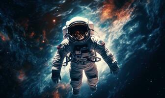 ai gerado a astronauta flutuando dentro exterior espaço, foto