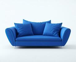 ai gerado confortável azul sofá. generativo ai foto