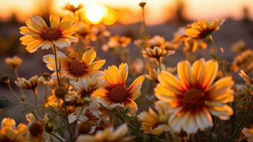 ai gerado flores, fundo imagem, flor campo, brilho, frescor, cenário, paisagem, natureza foto