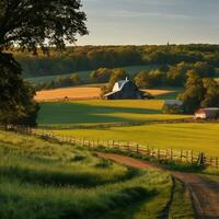 ai gerado harmonia em a americano Fazenda capturando a espírito do rural vida foto