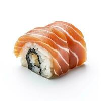 ai gerado uma Sushi salmão em branco fundo. ai gerado foto