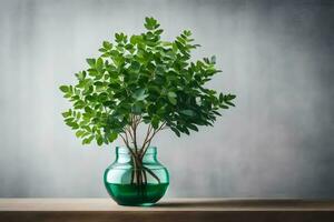 ai gerado uma em vaso plantar em uma mesa dentro frente do uma parede foto