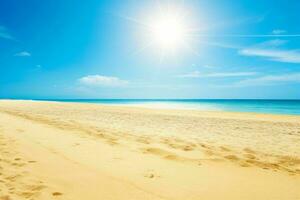 ai gerado céu e areia do a de praia. pró foto