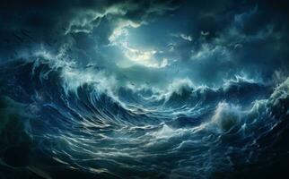 ai gerado mar ondas falhando para dentro a oceano foto
