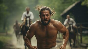 ai gerado homens corrida com barba e a barbudo homem foto