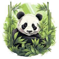 ai gerado fofa panda dentro a meio do uma bambu floresta. camiseta Projeto. ai gerado foto