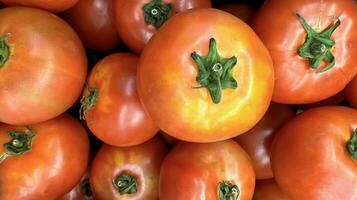 grupo do tomates deitado em uma pilha em topo do cada outro, tomate textura. seletivo foco, para conteúdo criação foto