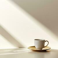 ai gerado café copo dentro uma minimalista quarto dentro uma simples atmosfera foto