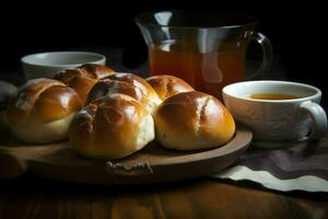 ai gerado santo lucia pães com chá. gerar ai foto