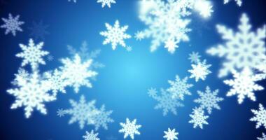 Natal festivo brilhante Novo ano fundo fez do branco brilhando inverno lindo queda vôo flocos de neve padrões em uma azul fundo foto