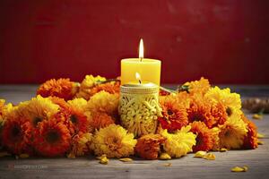 ai gerado velas e calêndula flores dia do a morto conceito dia de los mortos. ai gerado foto