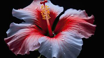 ai gerado uma hibisco flor com uma Preto background.ai gerado. foto