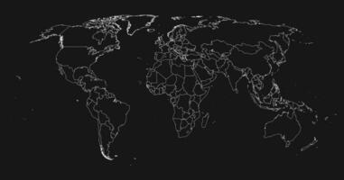 detalhado branco esboço mundo mapa em Preto fundo. vetor ilustração. foto