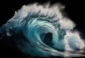 ai gerado uma ampla água onda batendo a oceano foto