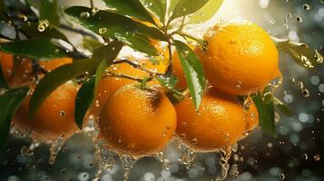 ai gerado uma grupo do laranjas em uma árvore foto
