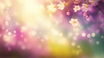 ai gerado cereja Flor fundo com bokeh efeito. lindo Primavera florescer. cópia de espaço foto