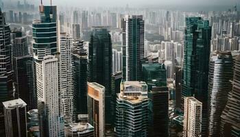 ai gerado grande cidade dentro a azul céu foto