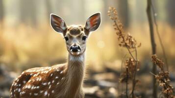 ai gerado a hipnotizante pele e olhos do gracioso veado foto