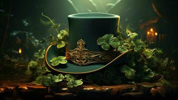 ai gerado elegante verde duende chapéu para st. patrick's dia. foto