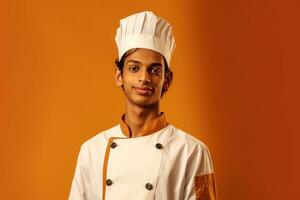 ai gerado profissional chefe de cozinha sorridente para Câmera foto