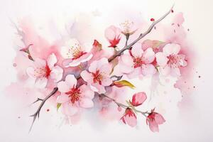 ai gerado fechar-se do Primavera sazonal cereja Flor flor e sakura flor em bokeh fundo ai gerado foto