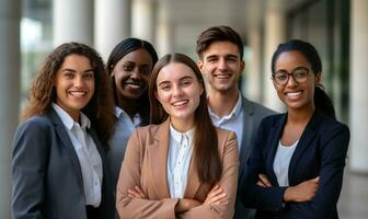 ai gerado pessoas de negócio feliz para estar lá empresária foto