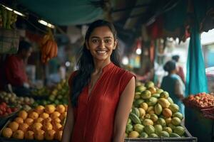 ai gerado a sorridente fruta fornecedor foto