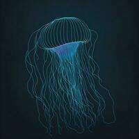 ai gerado gráficos medusa em uma Sombrio fundo foto
