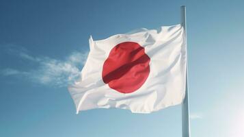 ai gerado Japão bandeira em a azul céu. nação, nacionalidade, patriotismo conceito foto