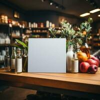 ai gerado limpar \ limpo branco em branco Pranchas para publicidade faixas dentro fazer compras e supermercado áreas, marketing e desconto em branco borda exibição desenhos, Boa para anúncios, bandeiras, outdoors foto