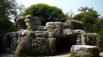 ai gerado a Rocha formação este é empilhado acima e parece natural é a Entrada para a caverna. foto