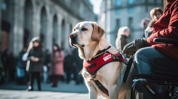 ai gerado foto do uma serviço cachorro fornecendo Apoio, suporte para uma pessoa. generativo ai